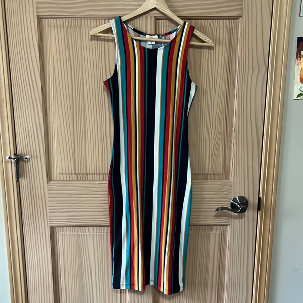 Yelete Multicolored Striped Sheath Dress Size Small